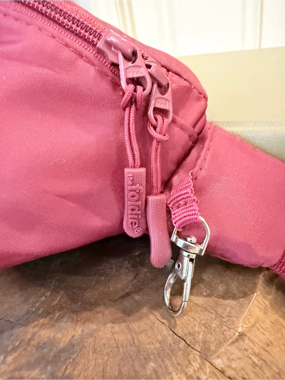 The Foldie Burgundy Crossbody Bag RFID Anti-Theft Travel Fanny Pack